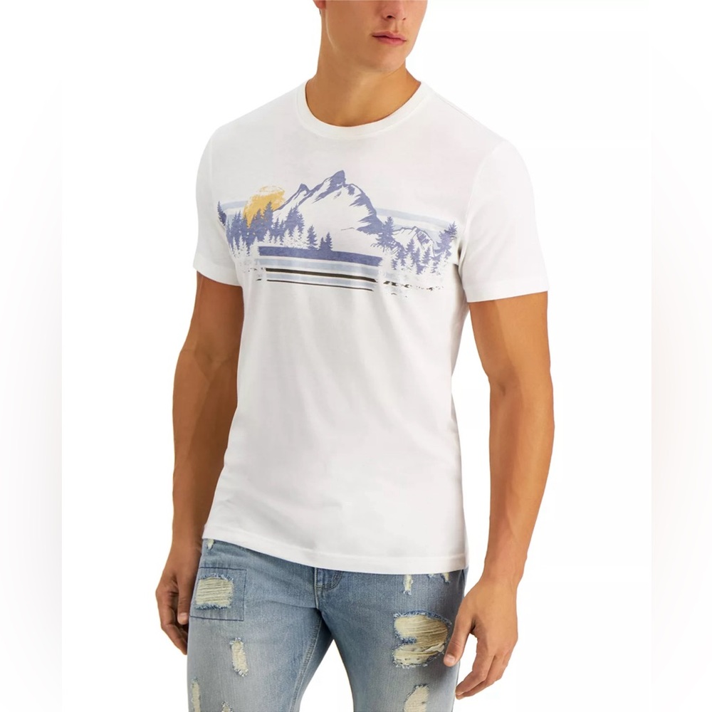 NWT Sun + Stone Men's Mountain Graphic T-Shirt, Sugar Swizzle Size S New w/Tag